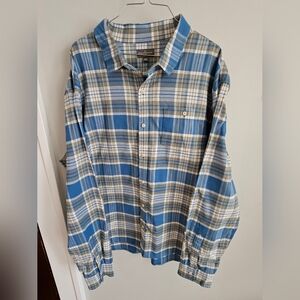 EUC Men's L.L. Bean Signature Blue and Gray Plaid Button Down Shirt Size XXL